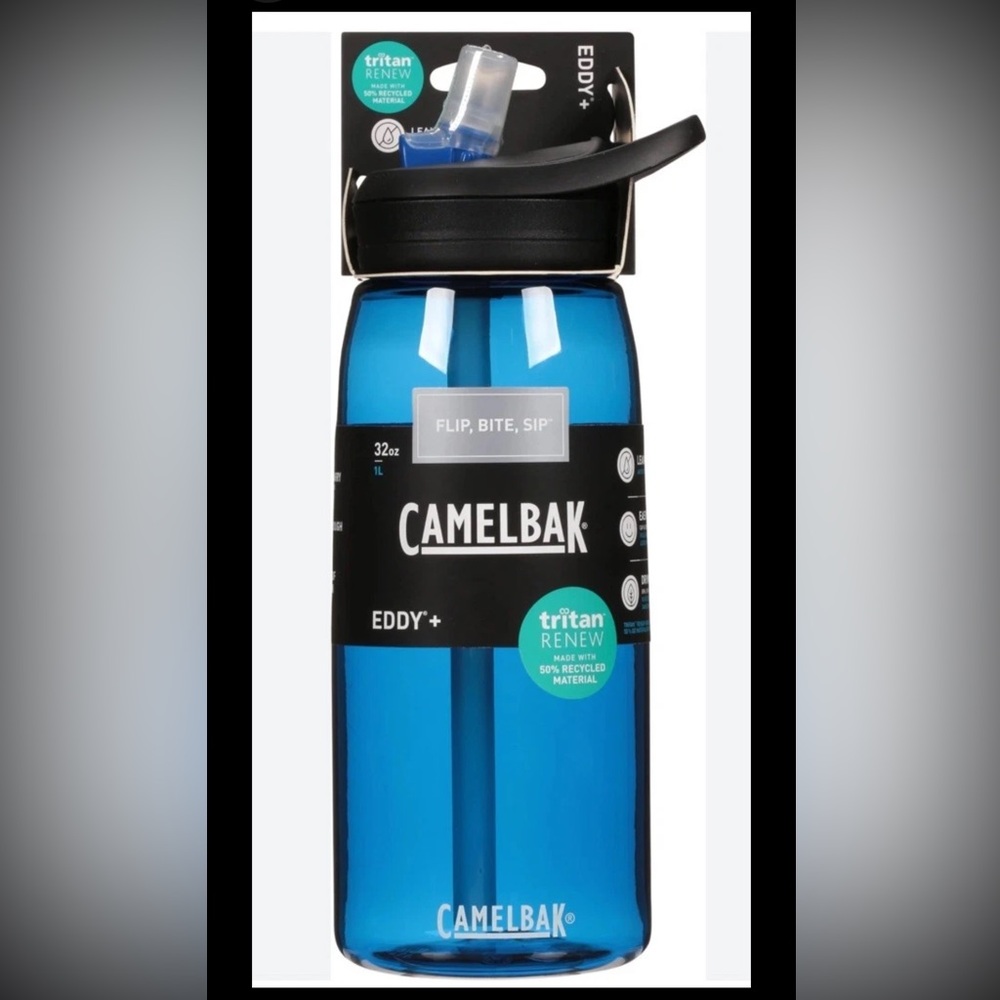 CAMELBAK Eddy+ True Blue 32oz Water Bottle w/ straw Tritan Renew leakproof NEW